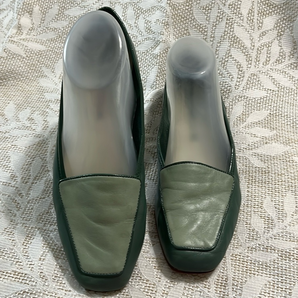 Enzo Angiolini Liberty Two Tone Pistachio‎ Mint Leather Slip On Loafers Size